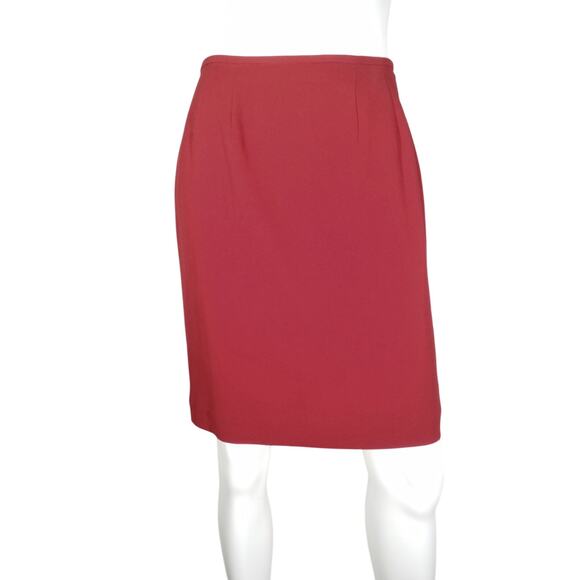 Red Pencil Skirt Size 6 Back Zip Closure Lined Slit Straight Secretary Business - Picture 1 of 6